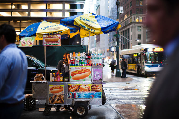 carrito de comidas en Nueva York