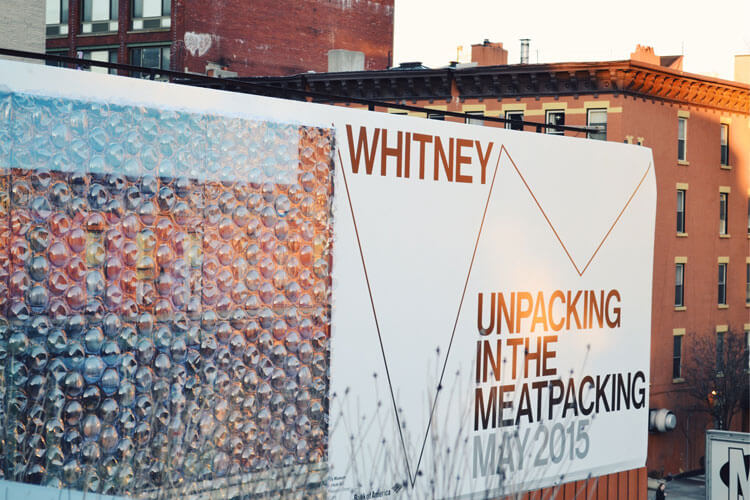 Cartel de Whitney Museum cuando se mudó a Metpacking District