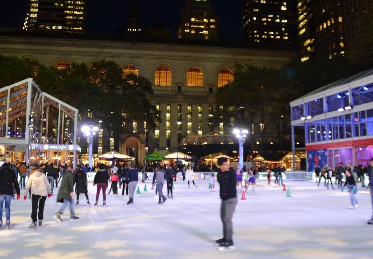 patinar sobre hielo en Nueva York Bryant Park
