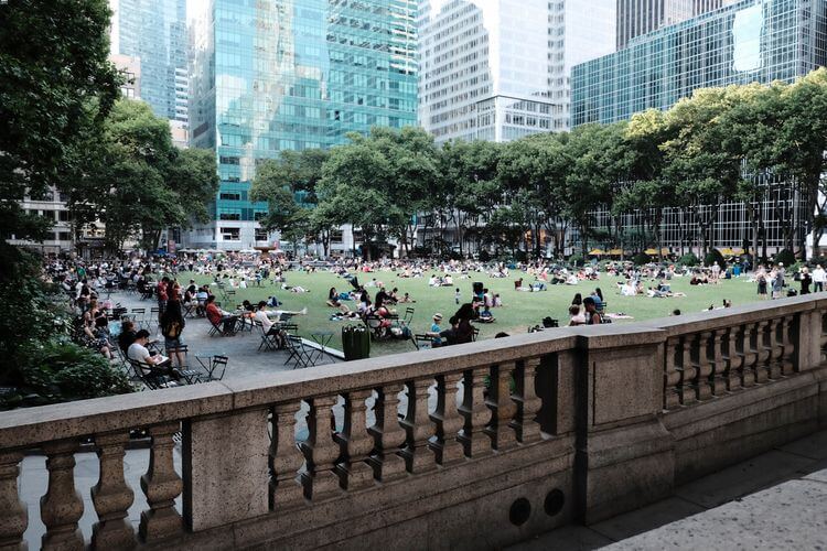 Bryant Park en agosto en Nueva York